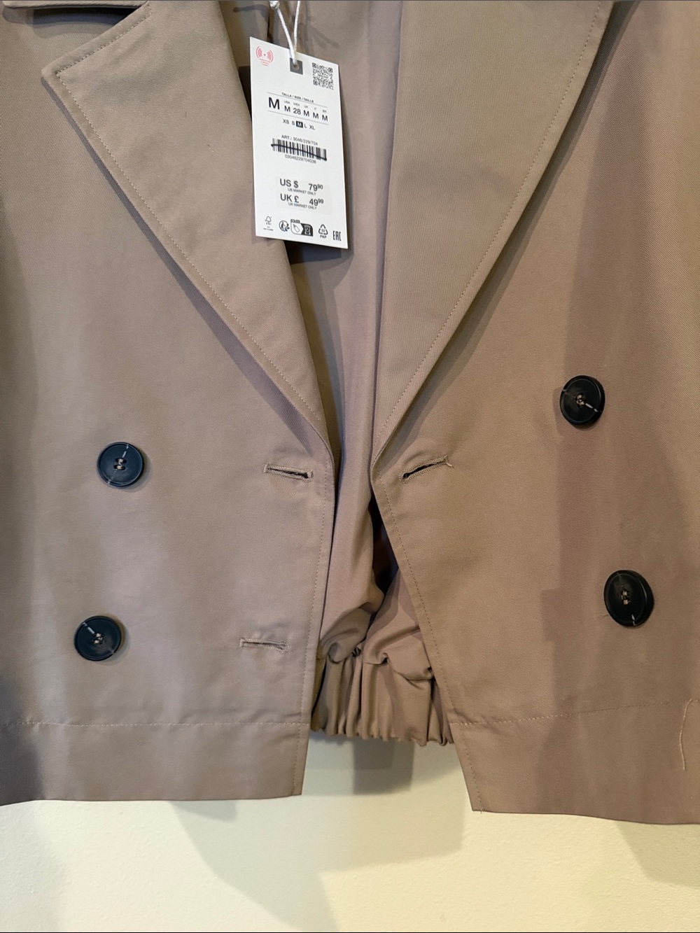 Zara Short Trench with Rolled Sleeves - Picture 3 of 11